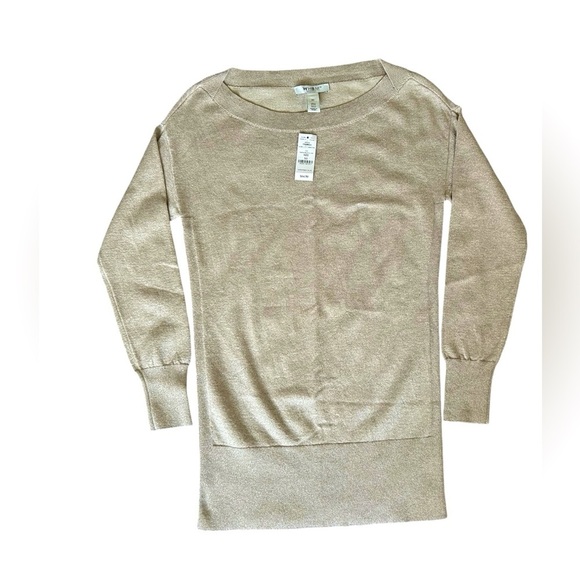 WHBM NWT gold shimmer holiday sweater size XS - Picture 1 of 6